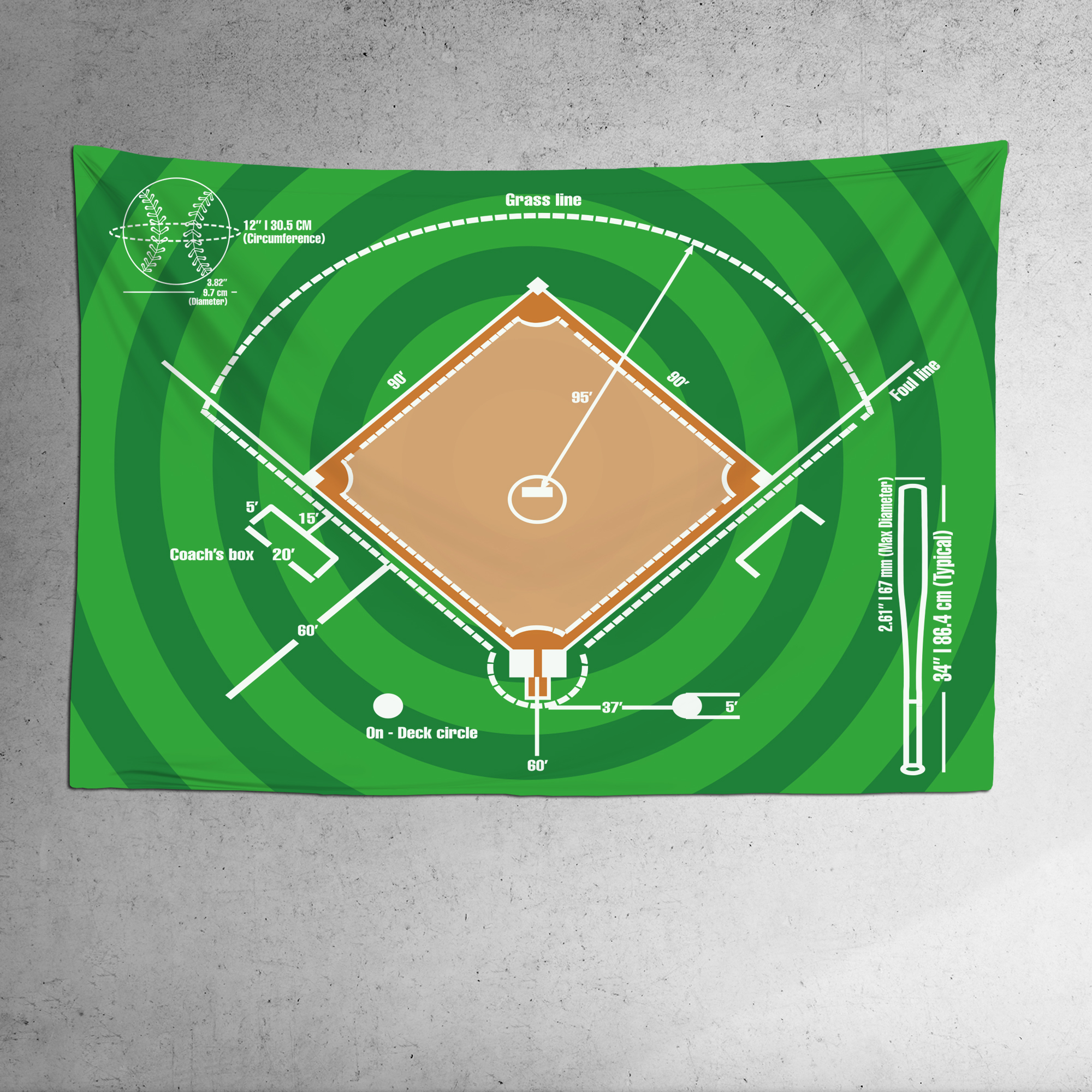 Baseball Duvar Örtüsü ( 150x100 cm ) (ORT-04-Baseball )